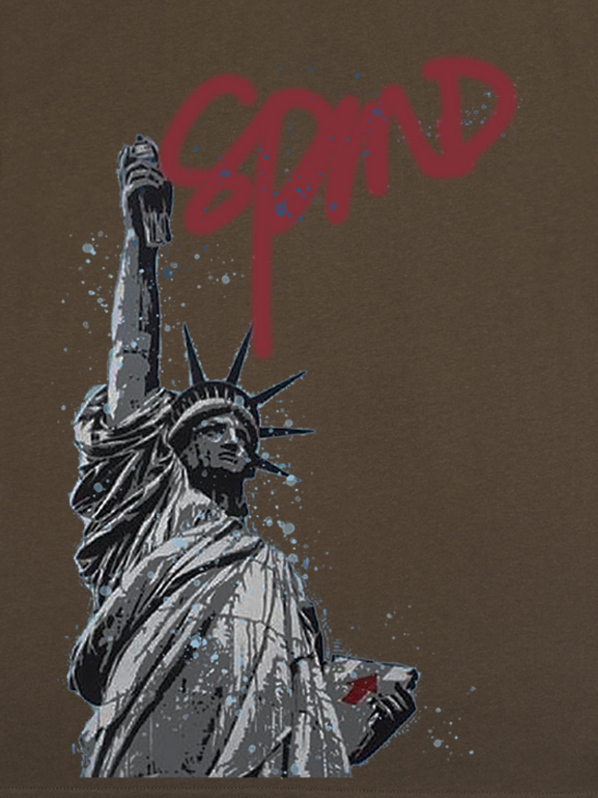 Orginal Funny Graffiti Statue Of Liberty Print T-shirt 