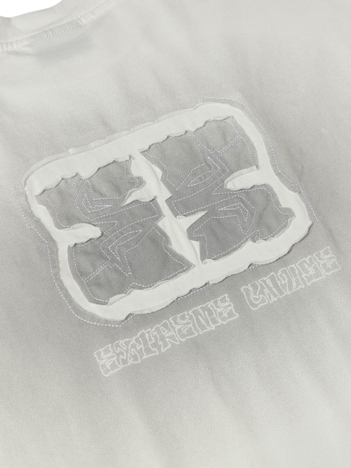 Washed  Patch Embroidery T-shirt 