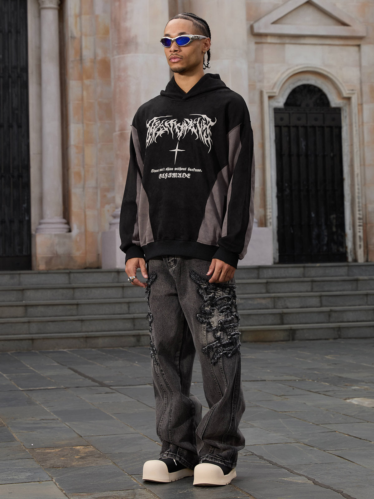 Thesupermade Raw Edge Patch Straight Jeans 