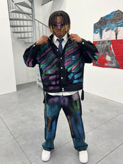 Thesupermade Hip-hop Hand-painted Graffiti Denim Jacket - 2010 