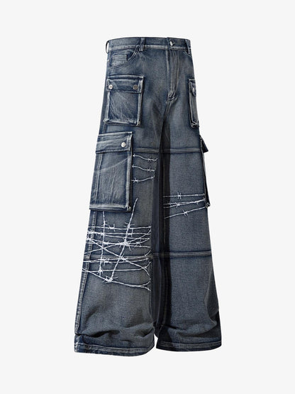 Thesupermade High Street Embroidery Hip-Hop Jeans - 2122 