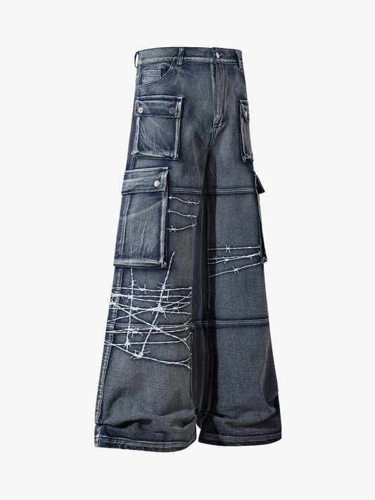 Thesupermade High Street Embroidery Hip-Hop Jeans - 2122 