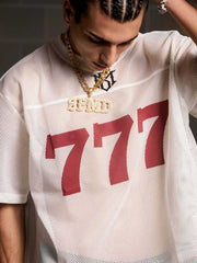 Jersey Letter Print Quick Dry V-neck T-shirt - 2389 