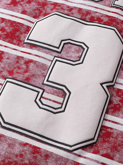 Graphic Lettering Striped Oversized T-Shirt 