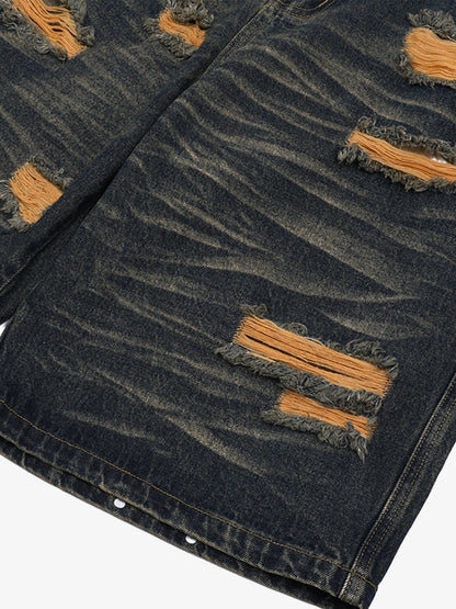 Distressed Washed Distressed Denim Set 