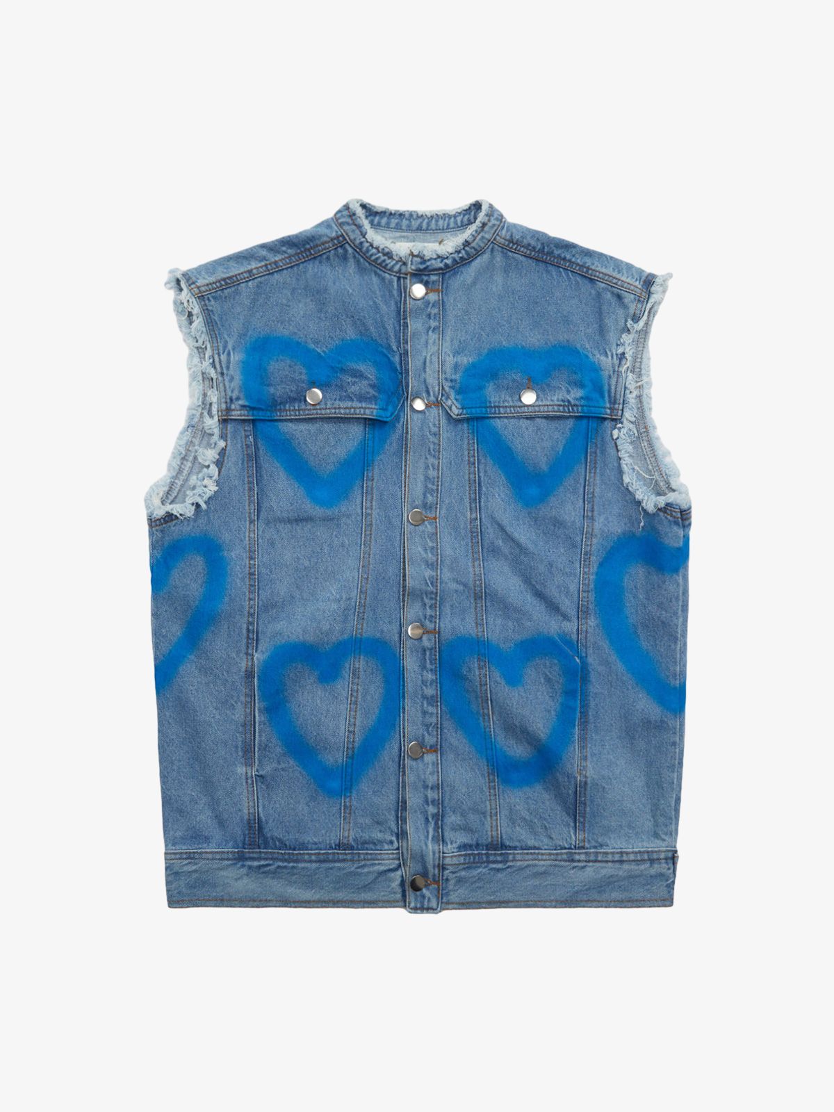 American Spray-painted Love Sleeveless Denim Jacket - 1972 