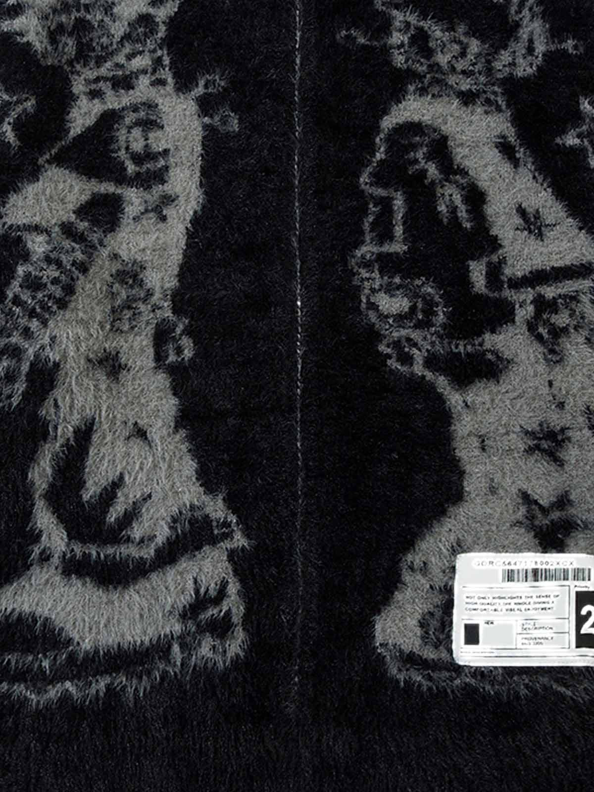 Thesupermade Graffiti Faux Mink Fur Zip Up Sweater 