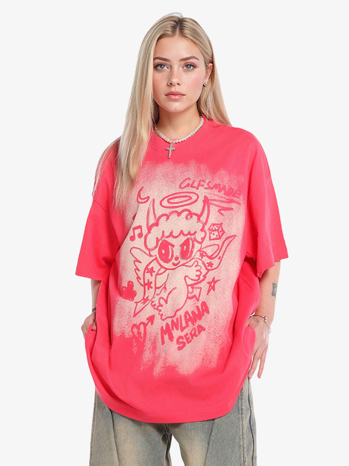Oversized Angel Graphic T-Shirt 