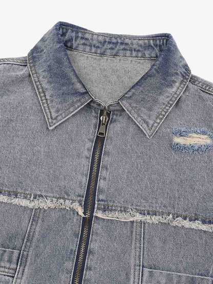 Distressed Ripped Denim Suit 