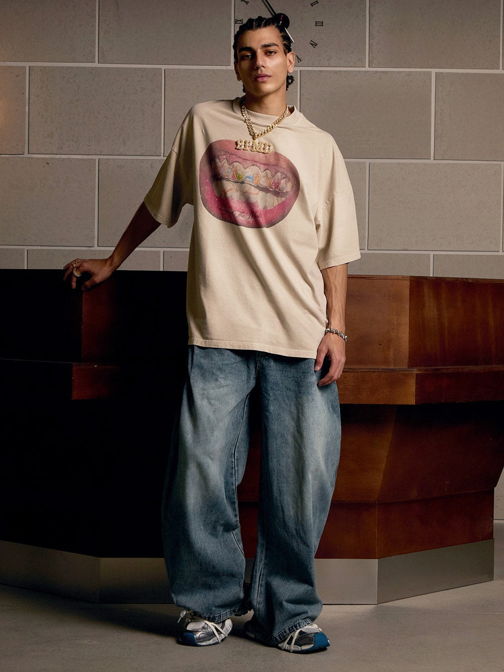 Full Diamond Tooth Pattern T-Shirt - 2258 
