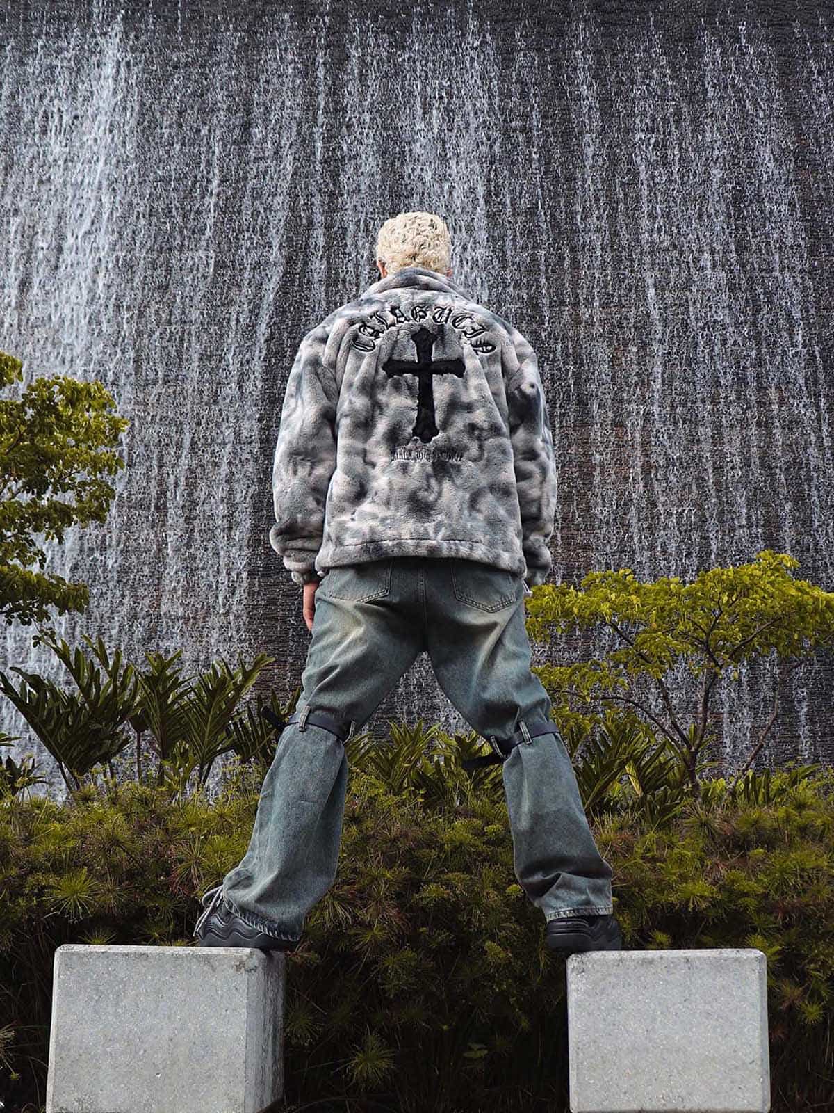 Heavy-Duty Faux Lambswool Tie-Dye Urban Jacket - 1558 