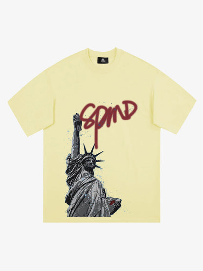 Orginal Funny Graffiti Statue Of Liberty Print T-shirt 