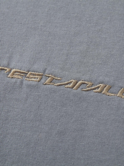 Heavy Washed Street Metal Collar T-shirt 