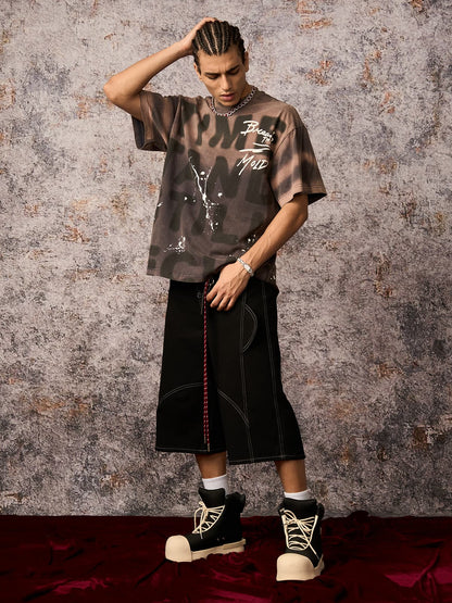 Ink Splash Letter Print T-shirt - 2414 