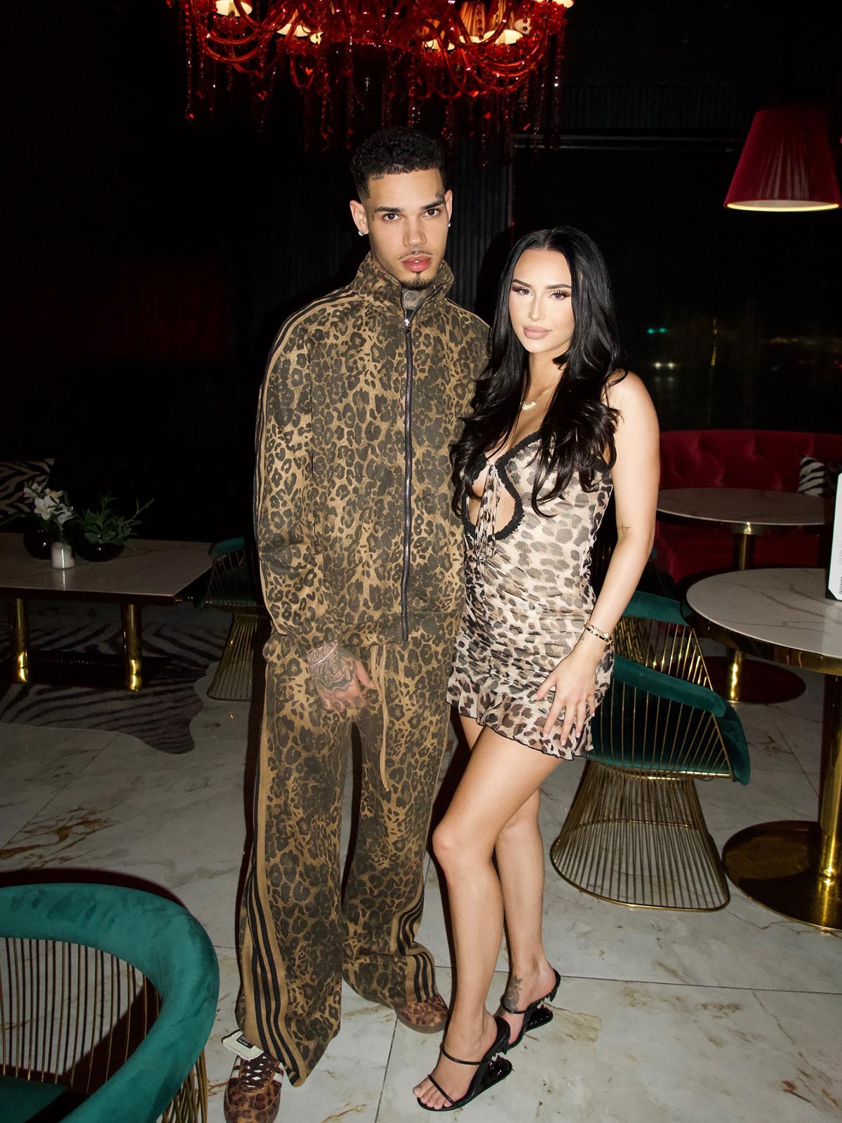 Thesupermade Cheetah Print Suede Tracksuit - 2277 
