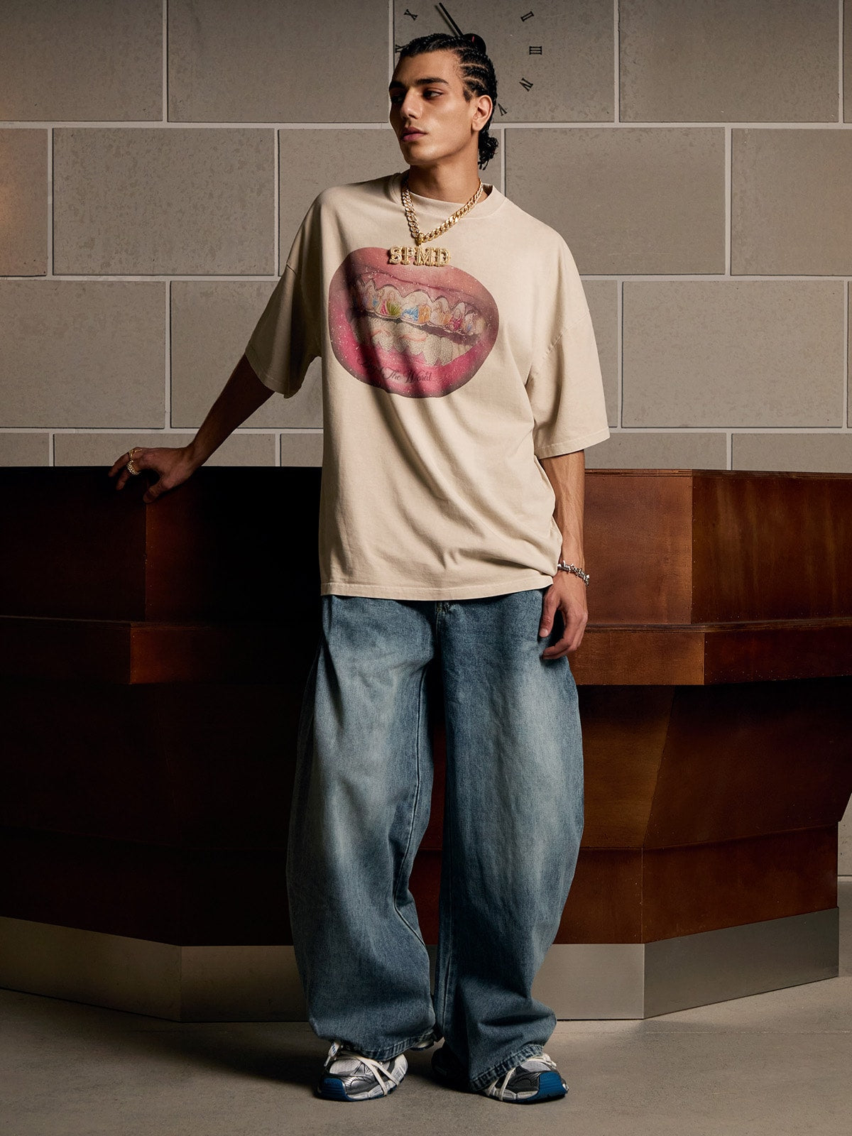 Full Diamond Tooth Pattern T-Shirt - 2258 