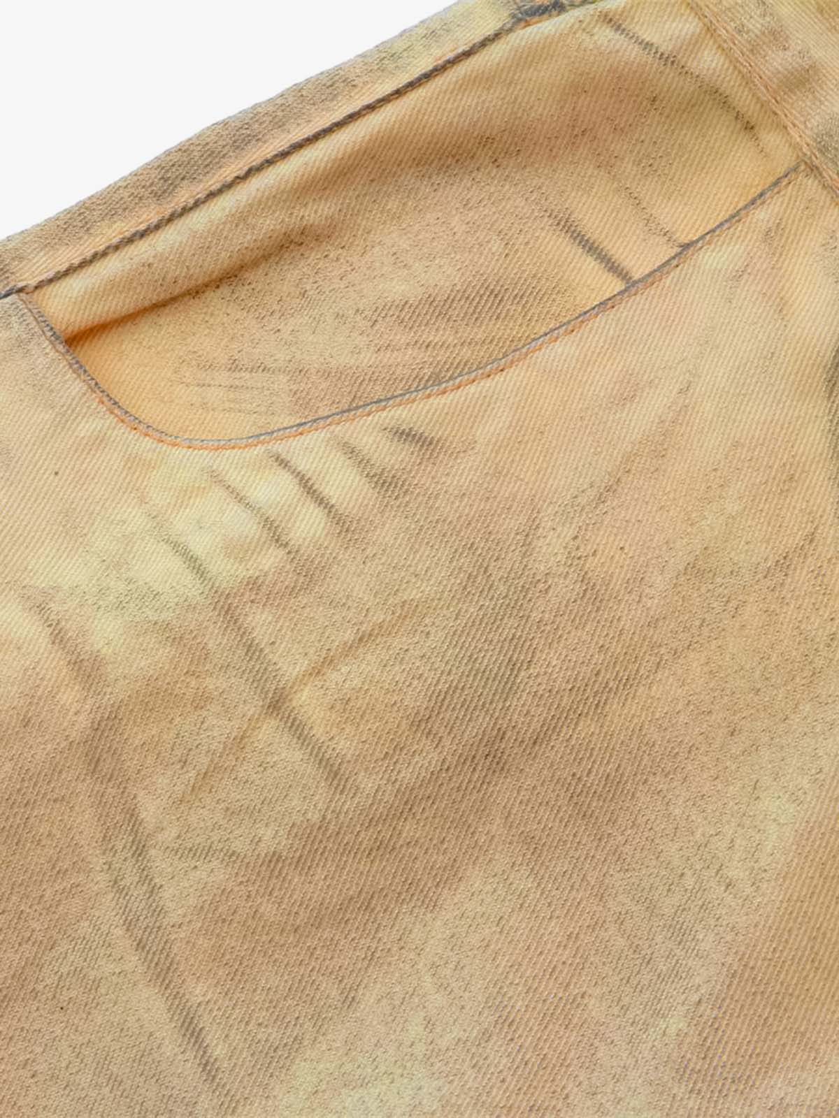 Washed Distressed Detachable Scarf Barrel Jeans 
