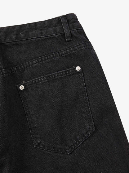 Deconstructed Patchwork Short-Sleeve Cropped Denim Set 