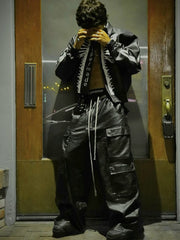 RO-style multi-pocket matte coated overalls - 2094 