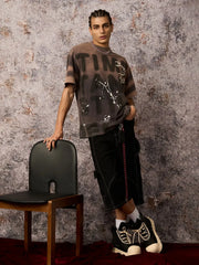 Ink Splash Letter Print T-Shirt - 2414 
