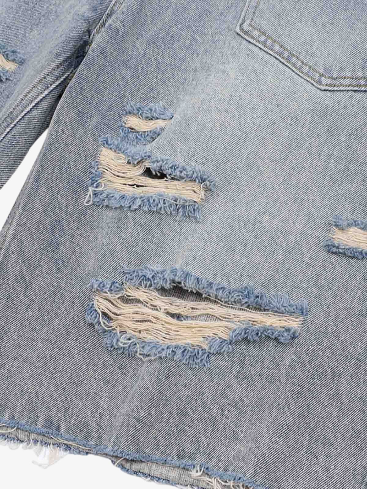 Distressed Ripped Denim Suit 