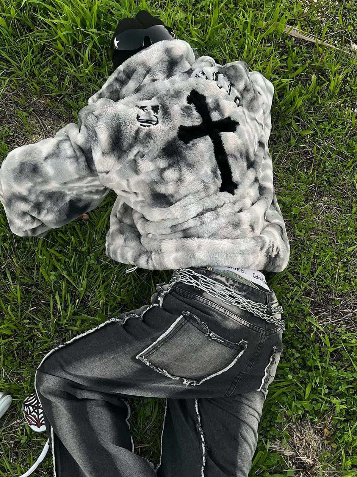 Heavy-Duty Faux Lambswool Tie-Dye Urban Jacket - 1558 
