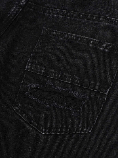 Thesupermade Patchwork Camouflage Ripped Shirt Jorts Denim Suit 