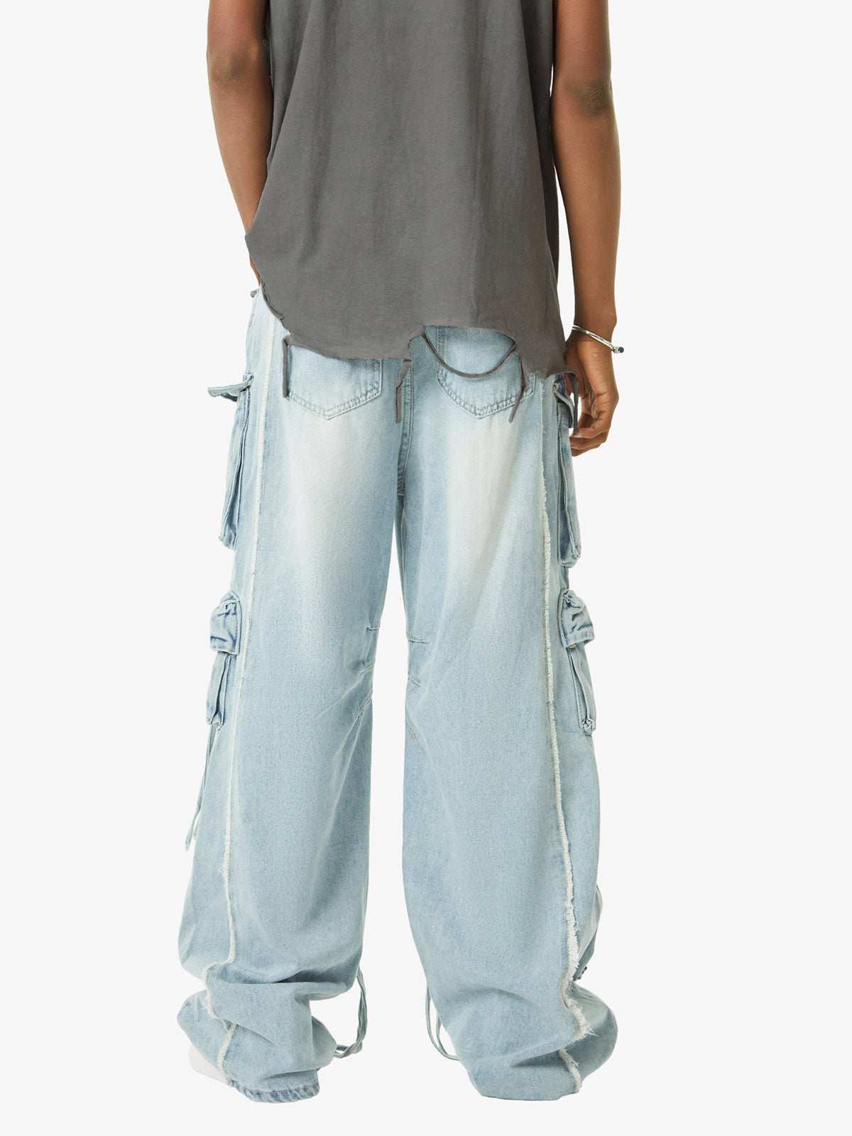 【1993studio】24FW★ Multi Pocket Washing Denim Pants DHgate.com:Multi-Pocket Denim Pants: Vintage Hip Hop Style