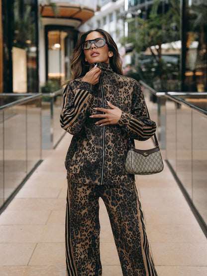 Thesupermade Cheetah Print Suede Tracksuit - 2277 