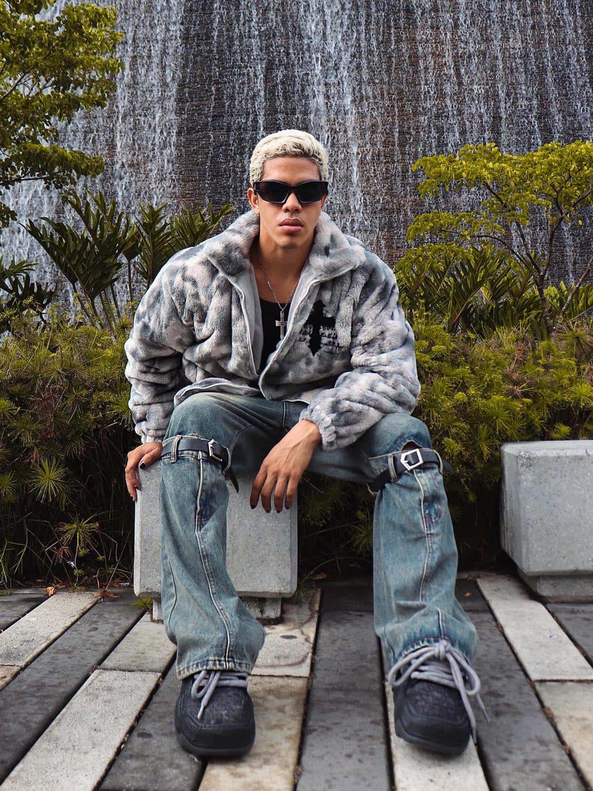 Heavy-Duty Faux Lambswool Tie-Dye Urban Jacket - 1558 