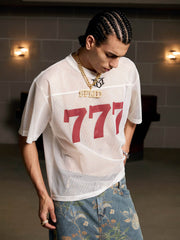Jersey Letter Print Quick Dry V-neck T-shirt - 2389 