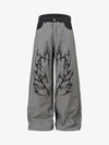Tribal Flame Print Baggy Jeans 