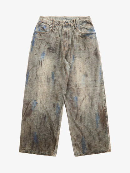 Dirty-Dyed Wasteland Style Baggy Jeans - 2477 