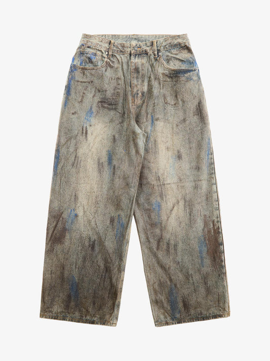 Dirty-Dyed Wasteland Style Baggy Jeans - 2477 