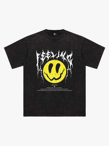 Thesupermade Smile Print Washed T-Shirt 
