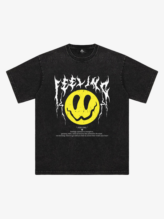 Thesupermade Smile Print Washed T-Shirt 