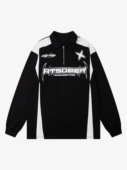 Thesupermade High Street Racing Long Sleeve Polo Shirt- 1980 