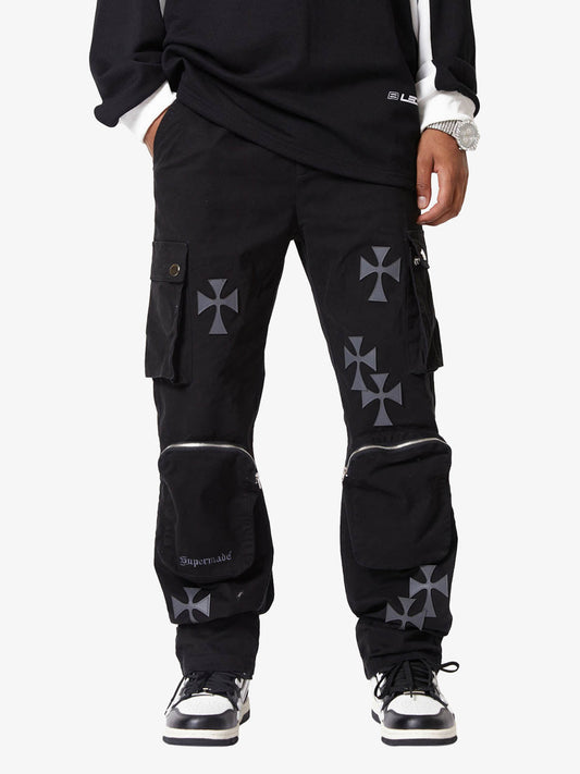 Thesupermade Cross Printed Multi-Pocket Casual Pants - 1959 