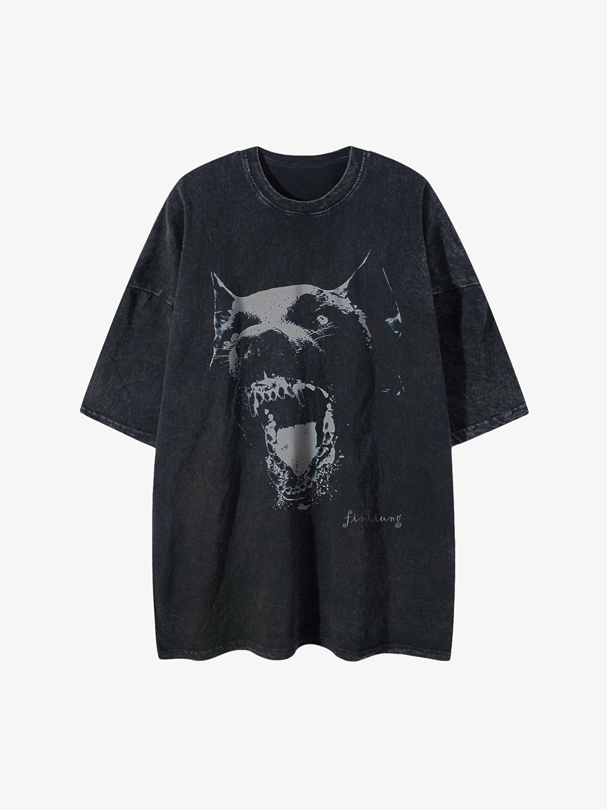 Thesupermade Doberman Print Washed T shirt 1856