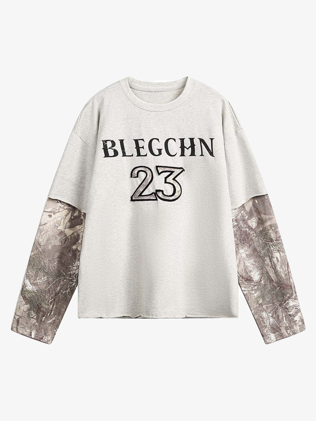 Faux Two-Piece Print Long-Sleeve T-shirt 