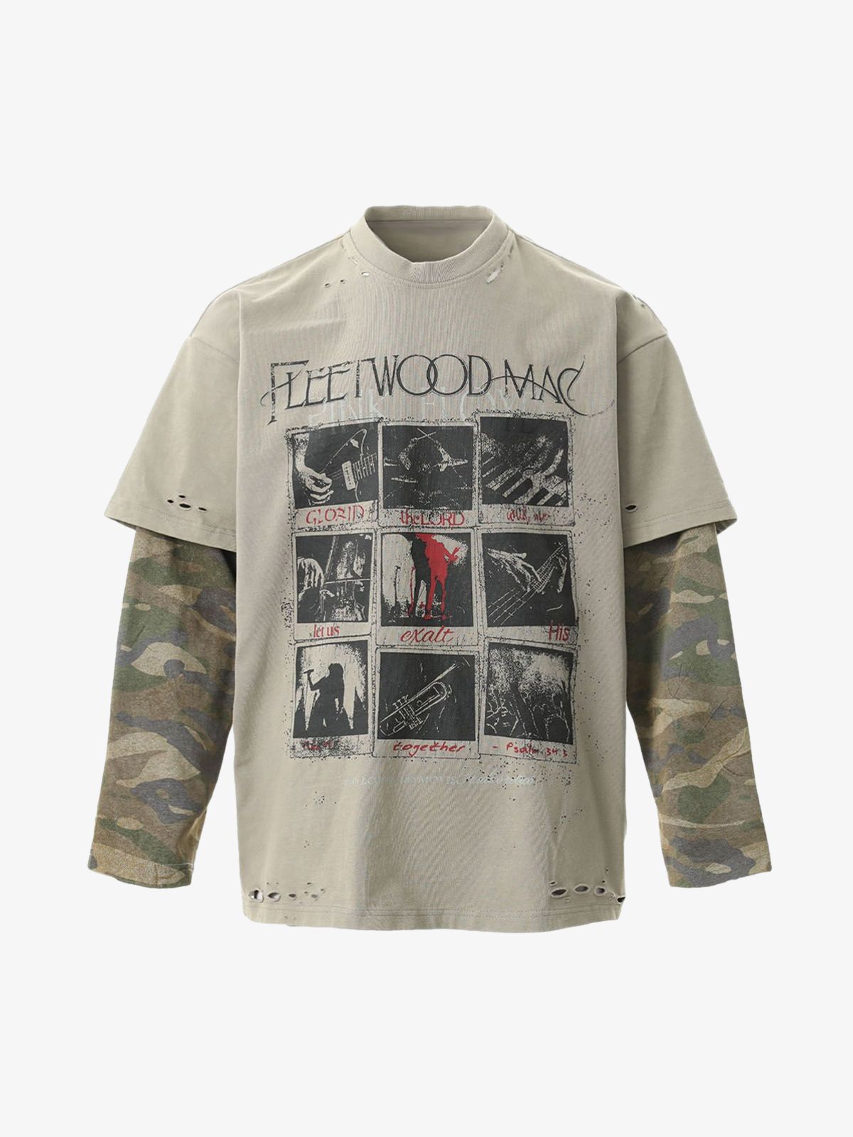Distressed Graphic Print T-Shirt with Cut-Out Details - Black