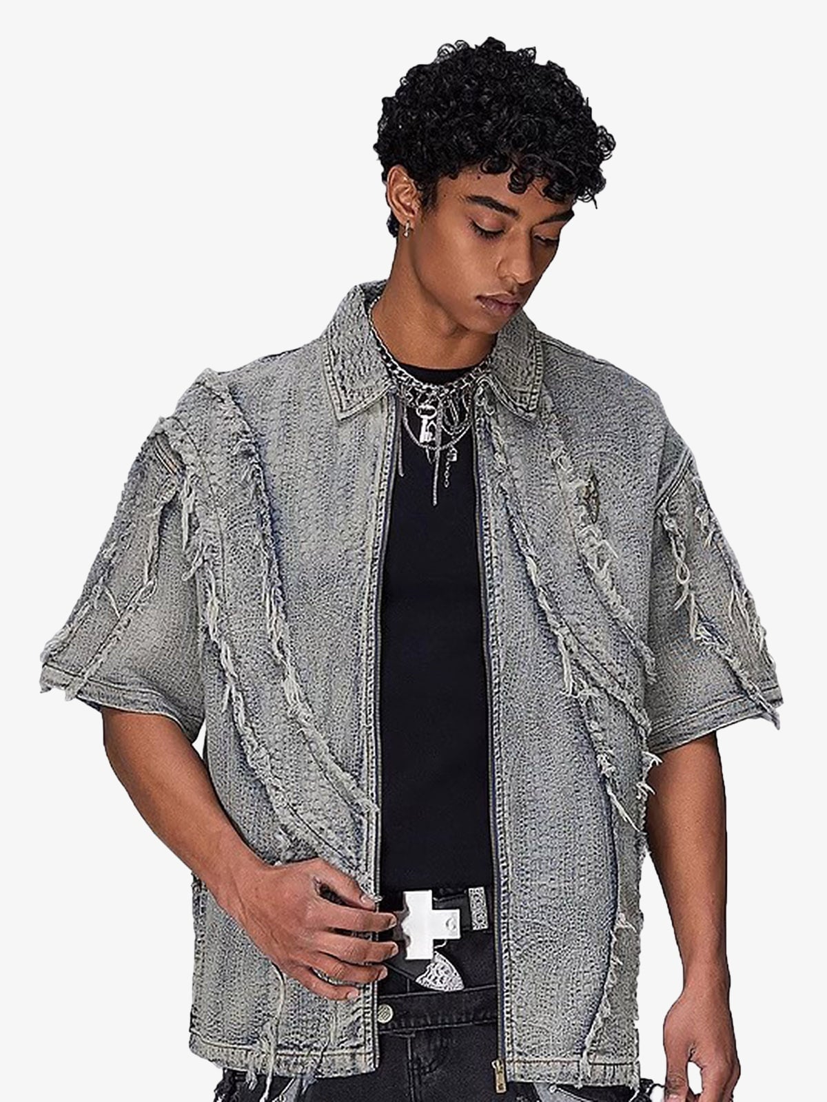 Washed Raw Edge Denim Shirt - 2064 