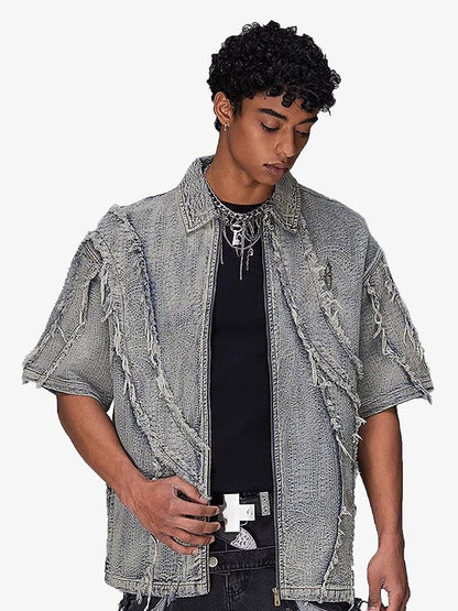 Washed Raw Edge Denim Shirt - 2064 