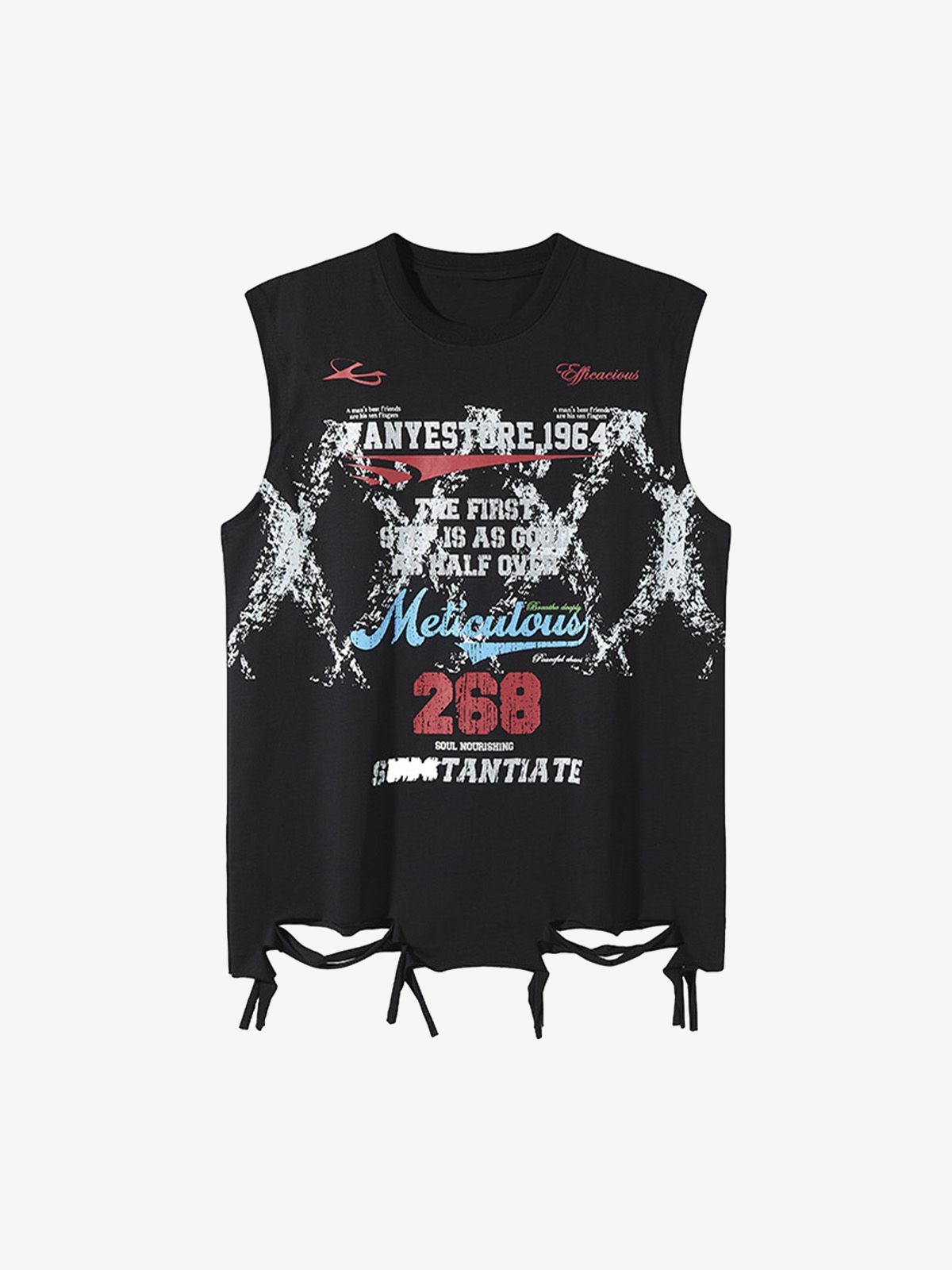 Retro Tattered Print Vest 