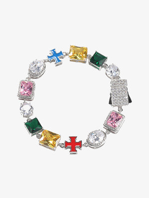 Colorful Zircon Evil Eye Cross Necklace 