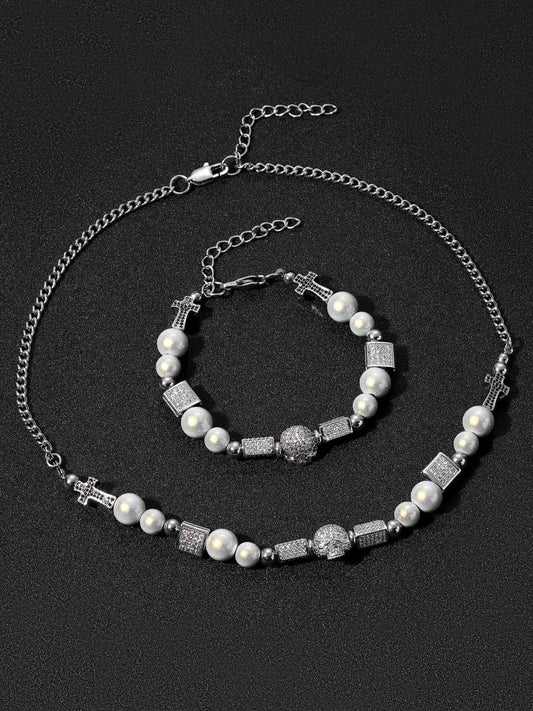 Thesupermade Skull Diamonds Stainless Steel Bracelet 