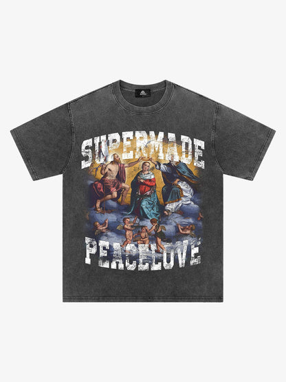Thesupermade Renaissance Graphic Washed Vintage T-shirt - 2093 