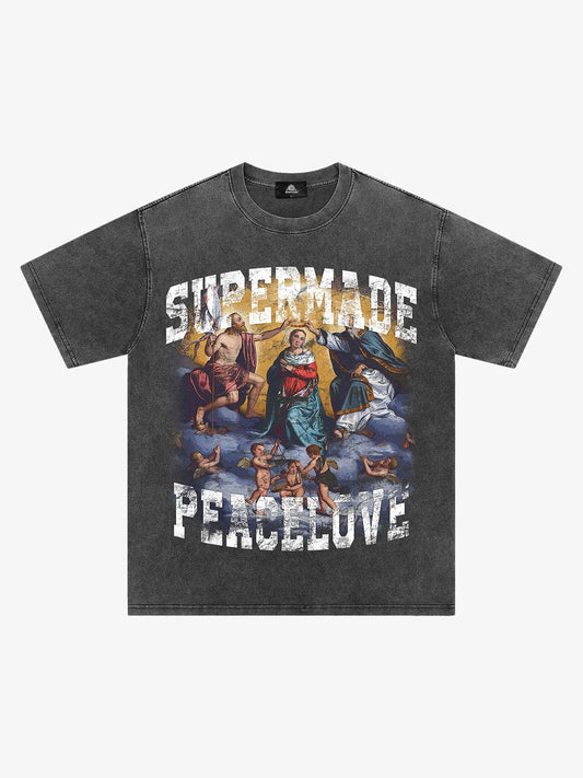 Thesupermade Renaissance Graphic Washed Vintage T-shirt - 2093 