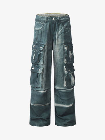 Thesupermade Gradient Dip Dye Wash Multi-Pocket Cargo Jeans - 2276 