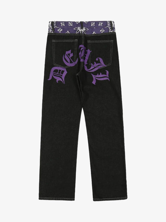 Thesupermade Petal Letter Straight Jeans 